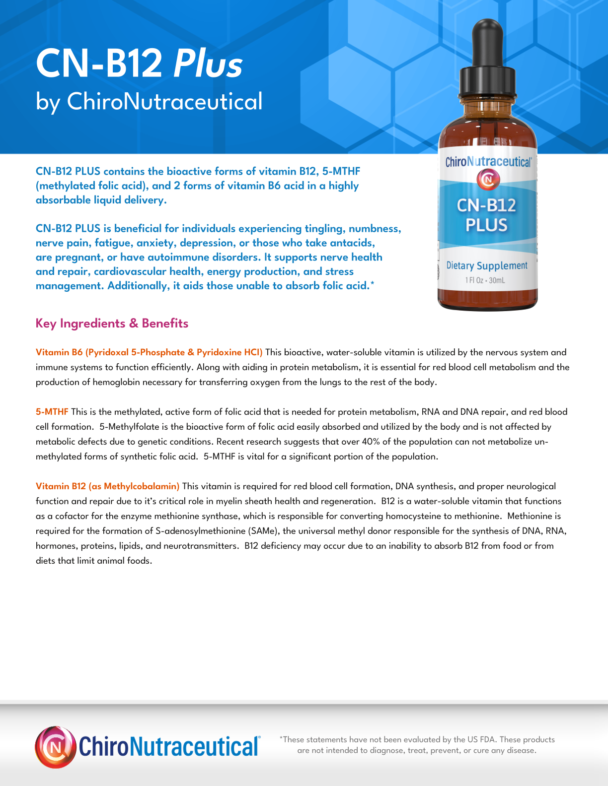 CN B12 Plus - Contains Bioactive Forms Of Vitamin B6, B12, and Methylated Folic Acid