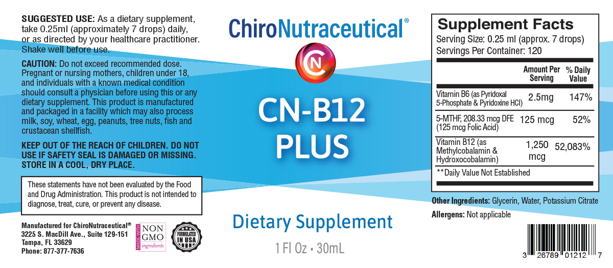 CN B12 Plus - Contains Bioactive Forms Of Vitamin B6, B12, and Methylated Folic Acid